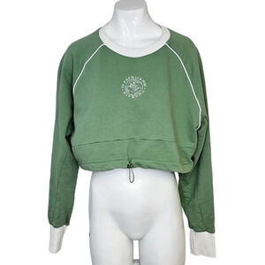 Gymshark Womens Legacy Cropped  Cinch Waist Sweater Size Medium Green Logo
